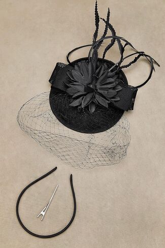 BABEYOND Tea Party Fascinator Hat Feather Veil Kentucky Fascinator Derby Headband Pillbox Fascinators Hat for Cocktail in Saudi Arabia