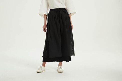 Minibee Women's Wide Leg Pants Loose Layer Capris Yoga Palazzo Elastic Waist Trousers in Kuwait