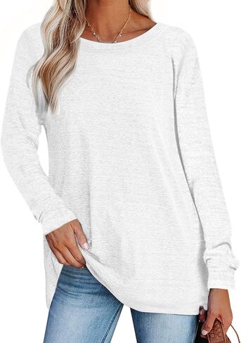 Women Tunic Top for Women to Wear with Leggings Long/Rolled Sleeve Crewneck Shirts for Women Loose Fit in Saudi Arabia