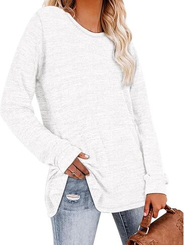 Women Tunic Top for Women to Wear with Leggings Long/Rolled Sleeve Crewneck Shirts for Women Loose Fit in Saudi Arabia