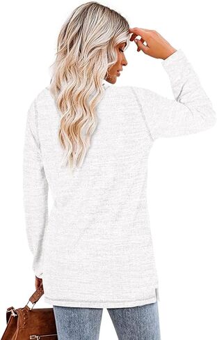 Women Tunic Top for Women to Wear with Leggings Long/Rolled Sleeve Crewneck Shirts for Women Loose Fit in Saudi Arabia