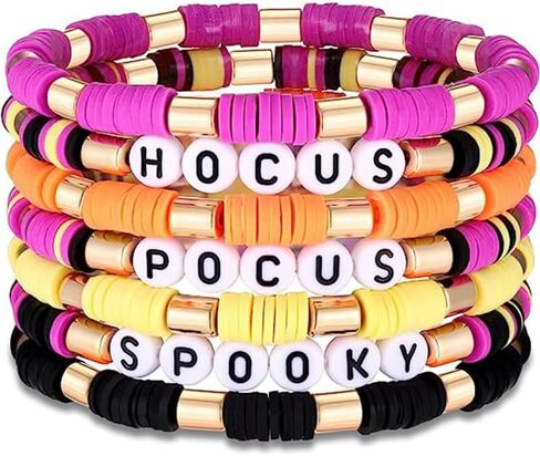 twinkle eye Happy Halloween Heishi Beaded Stackable Stretch Bracelets Set Boho Spooky Spider Hocus Pocus Polymer Clay for Woman Girls Charm Y2K Friendship Preppy Jewelry in Kuwait