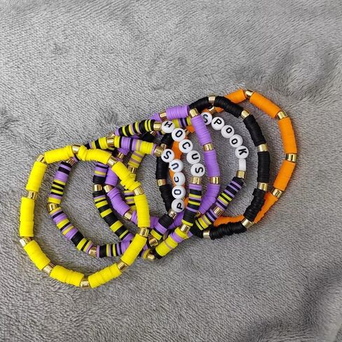 twinkle eye Happy Halloween Heishi Beaded Stackable Stretch Bracelets Set Boho Spooky Spider Hocus Pocus Polymer Clay for Woman Girls Charm Y2K Friendship Preppy Jewelry in Kuwait