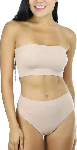 ToBeInStyle Women's Classic Seamless Bandeau and Brief Set in Kuwait