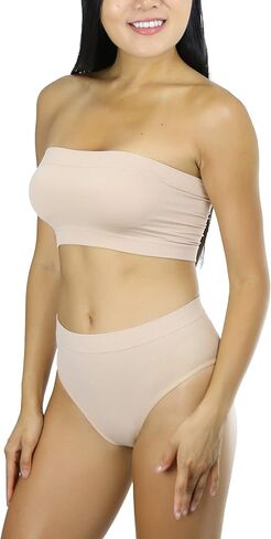 ToBeInStyle Women's Classic Seamless Bandeau and Brief Set in Kuwait
