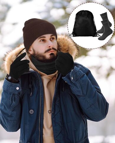 Suhine 120 Pcs Winter Beanies Hat Glove Scarf Sock Sets Unisex Knitted Cap Beanie Gloves Neck Warmer Bulk Pack Homeless Care Package in Kuwait