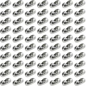 60Pcs Silver 3 Size Ball Chain Connectors Fit for 2.4mm 3mm 3.2mm 4mm 4.5mm Beaded Chains Pull Connector Clasps for Roman Rollers Blinds Ceiling Fan Decor Chain Repair Jewelry Clips for DIY