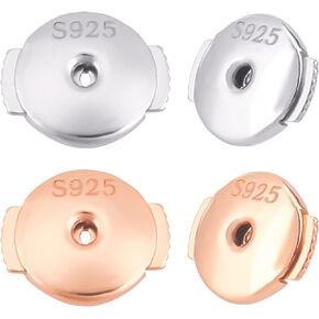 CREATCABIN 1 Box 2 Pairs Locking Earring Backs for Studs Secure Golden 925 Sterling Silver Ear Nuts Hypoallergenic Replacements Backings Safely for Pierced Earrings