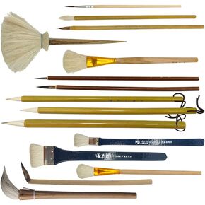 اويجرل فرش لامعة من 14 قطعة من ادوات الرسم والفخار، فرشاة الفخار التي تصنعها بنفسك بتصميم سيراميك لتلوين وتلوين طلاء السيراميك in Kuwait