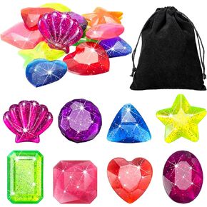 16 Pieces Dive Gem Pool Toys Sinking Diving Gems Dive Crystals Summer Underwater Diving Toys Colorful Jewels Swim Toys Precious Swimming Plastic Gems for Kids Toddlers Bath Water Games (Mixed Style) in Saudi Arabia