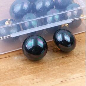 10Pcs Pearl Buttons Flate Resin Dome Cap Copper Shank Decorative Pearl Buttons Embellishments Beads for Clothes Shirts Suits Sweaters Bag Shoes Scarf and DIY Crafts, 10mm (Black)