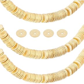 PH PandaHall 300pcs 8mm الخرز الذهبي هيشي القرص الخرز النحاس فضفاض الخرز Rondelle فاصل الخرز طويلة الأمد الخرز جولة مجوهرات الخرز لقلادة سوار القرط صنع المجوهرات