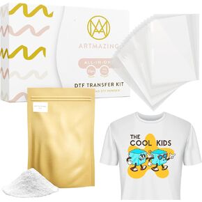 DTF Powder and Transfer Film, DTF Kit - 20 Sheets, A4 Fade Resistant DTF Transfer Film and 1.1lb Fine Adhesive DTF Powder for Sublimation - Iron on Heat Transfer Paper for Any Fabrics w/Manual in Saudi Arabia
