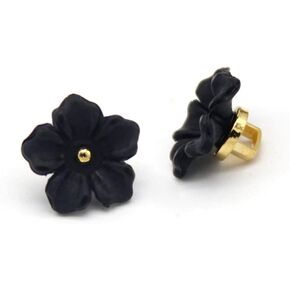 20 Pcs Flower Plastic Decorative Buttons Shirt Buttons Sewing Handmade Accessories (Black, 13mm) in Kuwait