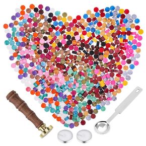 مجموعة ختم الشمع، 300 قطعة من خرزات الشمع الختم مع ختم ختم الشمع، شمع وشموع الشاي وملعقة ذوبان الشمع لأختام الشمع (ألوان متنوعة) in Kuwait