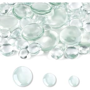 Honeydak 300 Pcs Flat Glass Marbles for Vases Glass Pebbles Floral Fish Tank Rocks for Vases Table Scatter Aquarium Decor (2.4LB) (Colorful)