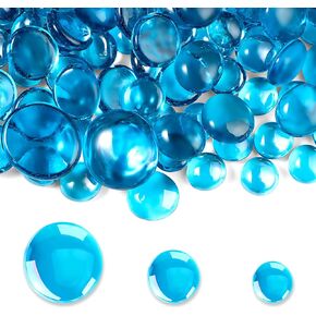Honeydak 300 Pcs Flat Glass Marbles for Vases Glass Pebbles Floral Fish Tank Rocks for Vases Table Scatter Aquarium Decor (2.4LB) (Colorful)