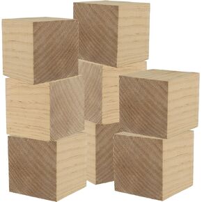 60 PCS 2 x 2 x 2 Inch Unfinished Wood Blocks, Natural Solid Square Wood Blocks Wooden Cubes for Craft Carving Painting Decoration