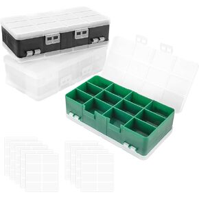 صندوق تنظيم بلاستيكي مكون من 3 عبوات من 24 شبكة من PTSGCAI، حاوية صندوق تنظيم بلاستيكية شفافة بتصميم مفتوح على الوجهين مع ملصقات ملصقات للمجوهرات والحرف اليدوية الفنية وأشرطة الواشي والخرز والأجزاء الصغيرة in Kuwait