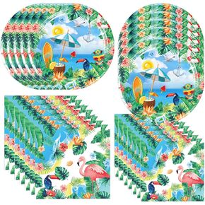 فريراند مجموعة ادوات تزيين حفلات الشاطئ الصيفية مكونة من 40 قطعة تتضمن 20 طبق الوها هاواي و20 منديل لتزيين حفلات الشاطئ الصيفية in Kuwait