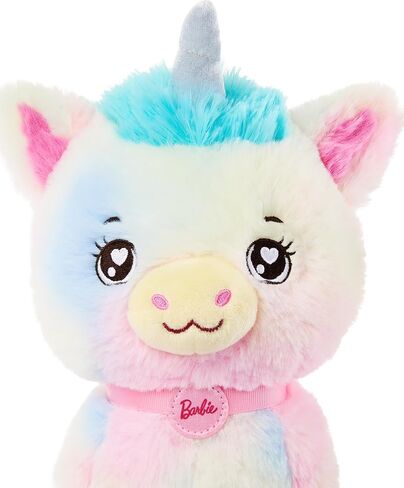 Barbie Stuffed Animals, Unicorn Toys, Plush Unicorn with Dessert-Themed Purse Playset and 5 Accessories, Chef Pet Adventure in Saudi Arabia