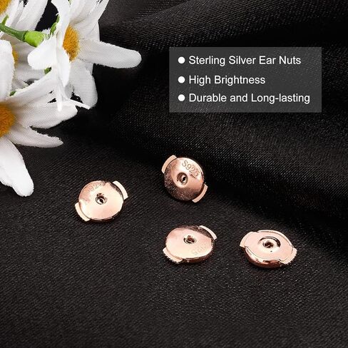 CREATCABIN 1 Box 2 Pairs Locking Earring Backs for Studs Secure Golden 925 Sterling Silver Ear Nuts Hypoallergenic Replacements Backings Safely for Pierced Earrings in Saudi Arabia