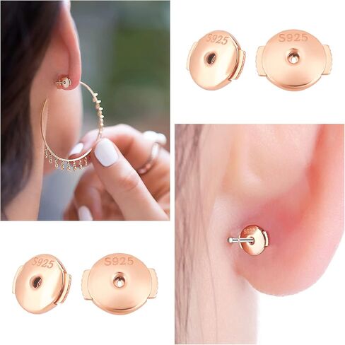 CREATCABIN 1 Box 2 Pairs Locking Earring Backs for Studs Secure Golden 925 Sterling Silver Ear Nuts Hypoallergenic Replacements Backings Safely for Pierced Earrings in Saudi Arabia