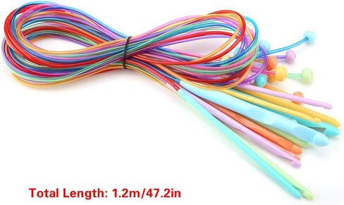 12 PES 1.2 m Long Afghan Crochet Hooks Carpet Knitting Needles with Cable Plastic Crochet Hook Set- Ideal Kit for Crocheting Including Lace, Flowers, Doilies & Baby Clothes in Saudi Arabia