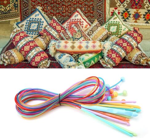 12 PES 1.2 m Long Afghan Crochet Hooks Carpet Knitting Needles with Cable Plastic Crochet Hook Set- Ideal Kit for Crocheting Including Lace, Flowers, Doilies & Baby Clothes in Saudi Arabia