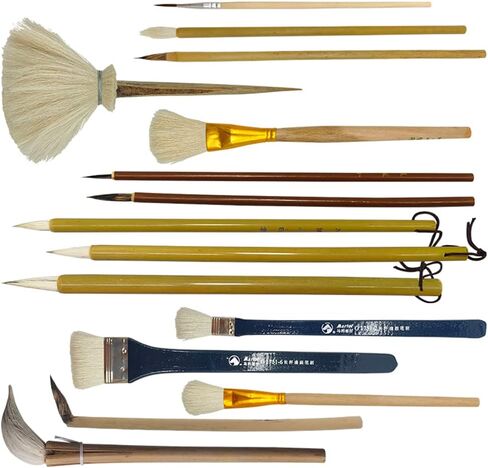 اويجرل فرش لامعة من 14 قطعة من ادوات الرسم والفخار، فرشاة الفخار التي تصنعها بنفسك بتصميم سيراميك لتلوين وتلوين طلاء السيراميك in Kuwait