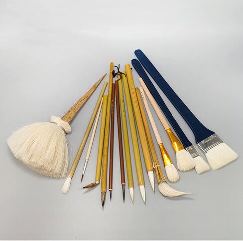 اويجرل فرش لامعة من 14 قطعة من ادوات الرسم والفخار، فرشاة الفخار التي تصنعها بنفسك بتصميم سيراميك لتلوين وتلوين طلاء السيراميك in Kuwait