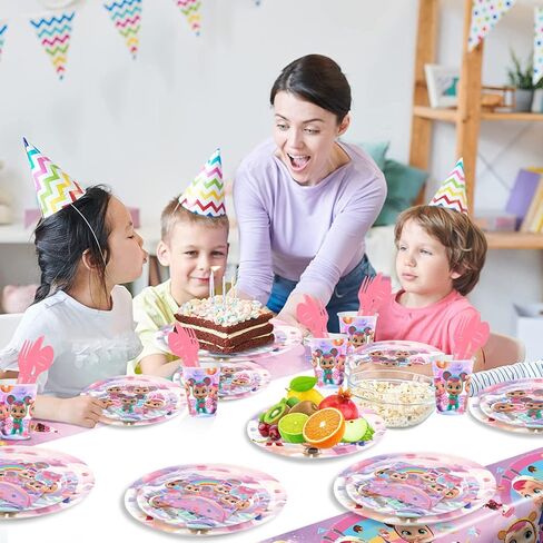 لوازم حفلات اعياد الميلاد السحرية من كراي بيبيز، هدايا للبنات والاولاد مجموعة ديكورات الحفلات تتضمن اطباق خلفية واكواب ومناديل وزينة كيك in Kuwait