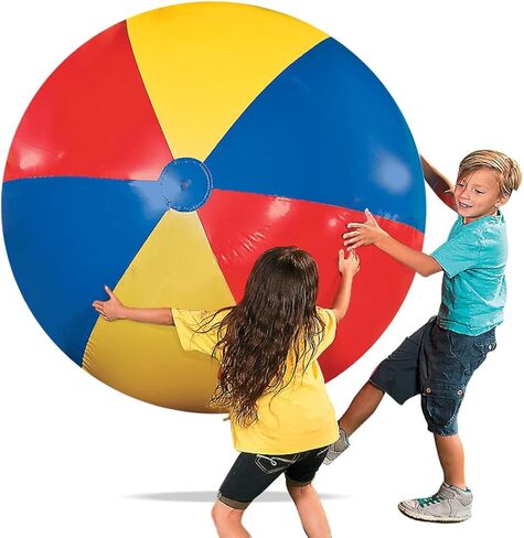 Novelty Place 5 Feet Giant Inflatable Beach Ball, Rainbow Color Large Beach Ball Toy for Kids & Adults Summer Beach Party, Pool Game in Saudi Arabia