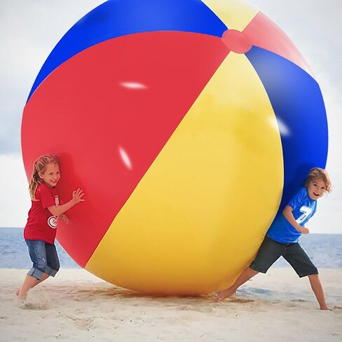 Novelty Place 5 Feet Giant Inflatable Beach Ball, Rainbow Color Large Beach Ball Toy for Kids & Adults Summer Beach Party, Pool Game in Saudi Arabia