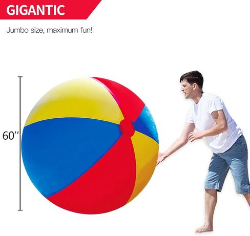 Novelty Place 5 Feet Giant Inflatable Beach Ball, Rainbow Color Large Beach Ball Toy for Kids & Adults Summer Beach Party, Pool Game in Saudi Arabia