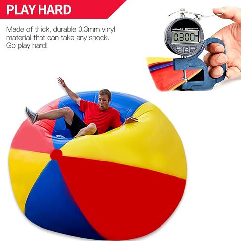 Novelty Place 5 Feet Giant Inflatable Beach Ball, Rainbow Color Large Beach Ball Toy for Kids & Adults Summer Beach Party, Pool Game in Saudi Arabia
