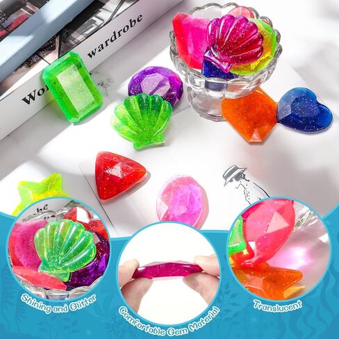 16 Pieces Dive Gem Pool Toys Sinking Diving Gems Dive Crystals Summer Underwater Diving Toys Colorful Jewels Swim Toys Precious Swimming Plastic Gems for Kids Toddlers Bath Water Games (Mixed Style) in Saudi Arabia