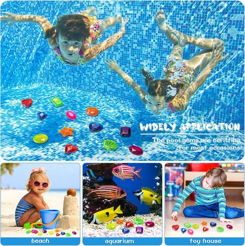 16 Pieces Dive Gem Pool Toys Sinking Diving Gems Dive Crystals Summer Underwater Diving Toys Colorful Jewels Swim Toys Precious Swimming Plastic Gems for Kids Toddlers Bath Water Games (Mixed Style) in Saudi Arabia