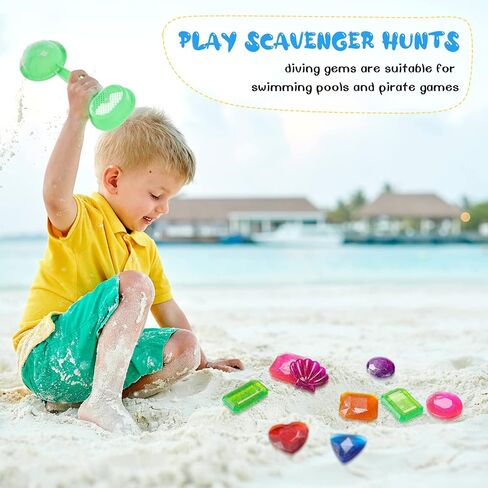 16 Pieces Dive Gem Pool Toys Sinking Diving Gems Dive Crystals Summer Underwater Diving Toys Colorful Jewels Swim Toys Precious Swimming Plastic Gems for Kids Toddlers Bath Water Games (Mixed Style) in Saudi Arabia
