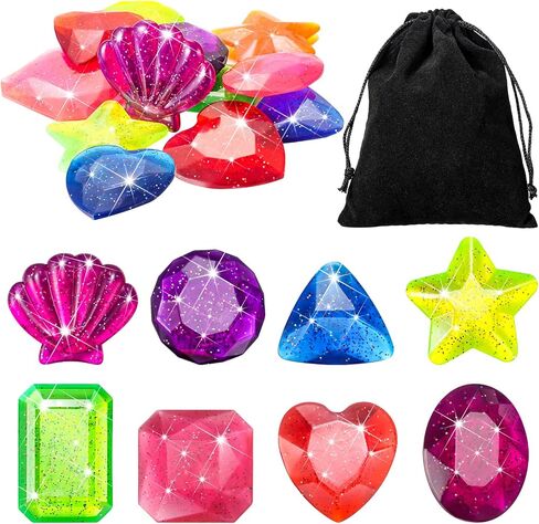 16 Pieces Dive Gem Pool Toys Sinking Diving Gems Dive Crystals Summer Underwater Diving Toys Colorful Jewels Swim Toys Precious Swimming Plastic Gems for Kids Toddlers Bath Water Games (Mixed Style) in Saudi Arabia