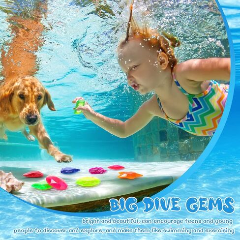 16 Pieces Dive Gem Pool Toys Sinking Diving Gems Dive Crystals Summer Underwater Diving Toys Colorful Jewels Swim Toys Precious Swimming Plastic Gems for Kids Toddlers Bath Water Games (Mixed Style) in Saudi Arabia