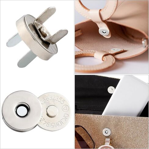 100 مجموعة من اللون الفضي، مشبك بزر مغناطيسي مقاس 14 مم، لمشبك مغناطيسي للمحفظة لإغلاق الحقيبة، مجموعة استبدال أزرار كبس مغناطيسية. رائعة للخياطة والحرف اليدوية والمحافظ والحقائب والملابس والجلود in Kuwait