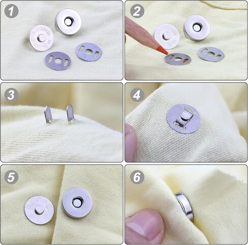 100 مجموعة من اللون الفضي، مشبك بزر مغناطيسي مقاس 14 مم، لمشبك مغناطيسي للمحفظة لإغلاق الحقيبة، مجموعة استبدال أزرار كبس مغناطيسية. رائعة للخياطة والحرف اليدوية والمحافظ والحقائب والملابس والجلود in Kuwait