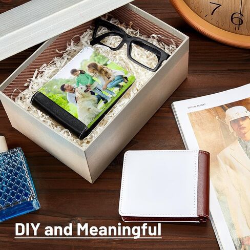 Abbylike 24 قطعة محفظة التسامي فارغة 4.7 × 3.7 بوصة DIY حامل بطاقة البنك بو الجلود التسامي محفظة نقل الحرارة التسامي محافظ فارغة للرجال عيد الميلاد الأب عيد التخرج المعلم هدية in Kuwait