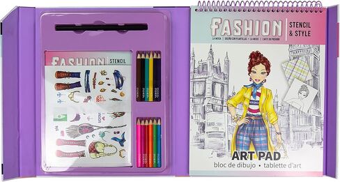 Style Me Up: Color & Stitch, Kids Art Kit, Includes 22 Illustrated Sheets of Paper, Templates Feature a Range of Designs, for Ages 8 and up in Kuwait