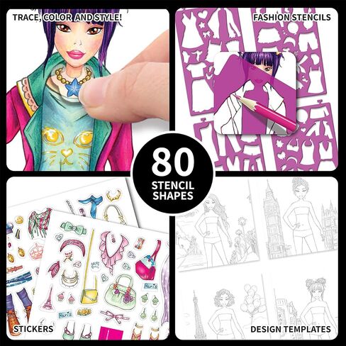 Style Me Up: Color & Stitch, Kids Art Kit, Includes 22 Illustrated Sheets of Paper, Templates Feature a Range of Designs, for Ages 8 and up in Kuwait