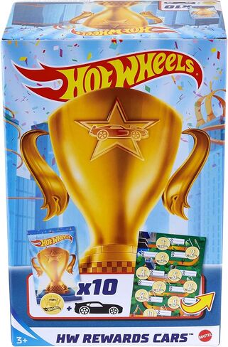 Hot Wheels Rewards Car Pack of 10 Individually Wrapped 1:64 Scale Die-Cast Vehicles in Opaque Bags with Gold Stickers, Rewards or Prizes for Kids 3 Years Old & Up in Saudi Arabia