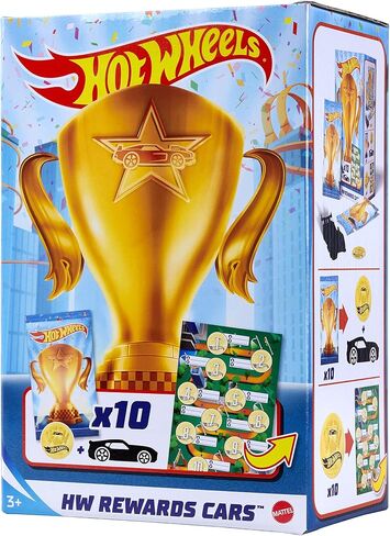 Hot Wheels Rewards Car Pack of 10 Individually Wrapped 1:64 Scale Die-Cast Vehicles in Opaque Bags with Gold Stickers, Rewards or Prizes for Kids 3 Years Old & Up in Saudi Arabia