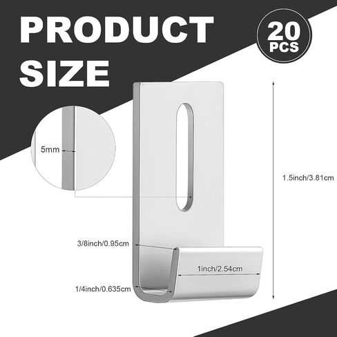 Therwen 20 Pcs Metal Mirror Clips for Frameless Mirror 0.25 x 1 x 1.5 Inches Mirror Hanger Clip Wide Mirror Hanging Hardware Heavy Mirror Brackets Style J Channel Mirror Mount in Saudi Arabia