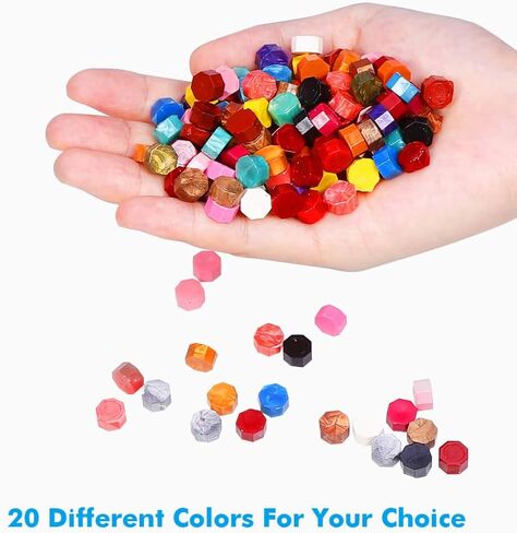 مجموعة ختم الشمع، 300 قطعة من خرزات الشمع الختم مع ختم ختم الشمع، شمع وشموع الشاي وملعقة ذوبان الشمع لأختام الشمع (ألوان متنوعة) in Kuwait